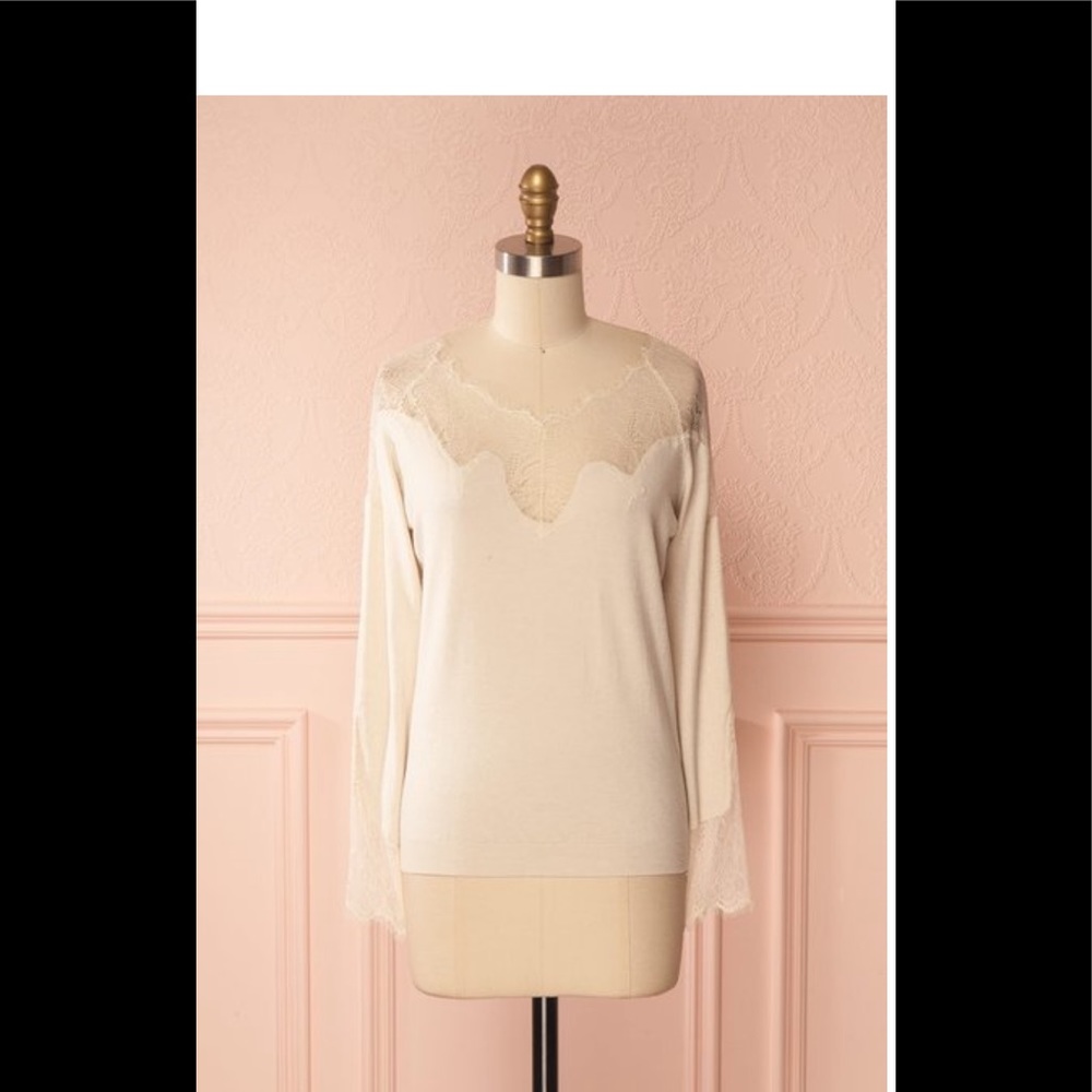 1861 blodwen light sweater with lace
